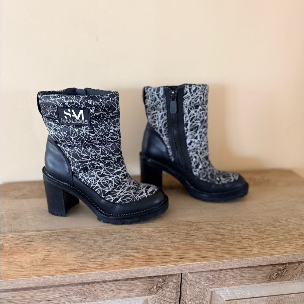 Sam Edelman Black & White Patterned Heeled Ankle Boots